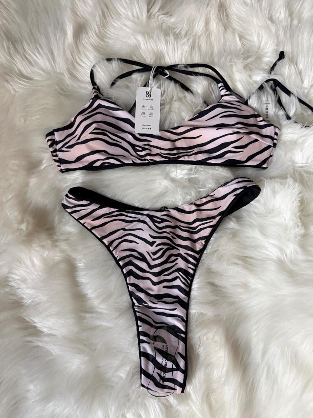 Reversible Zebra Print Thong Bikini NWT